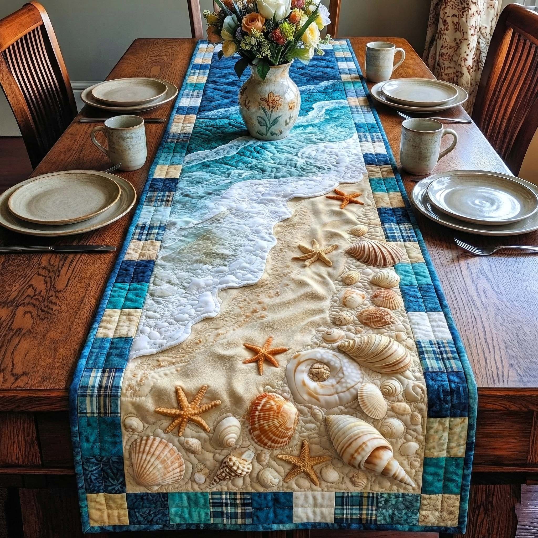 Seashells Along the Foaming Waterline Table Runner