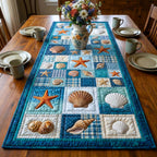 Shell Blocks in Blue and Cream Table Runner