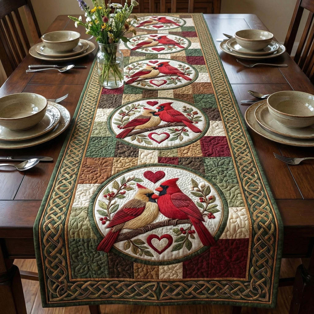 Cardinal in a Celtic Circle Table Runner