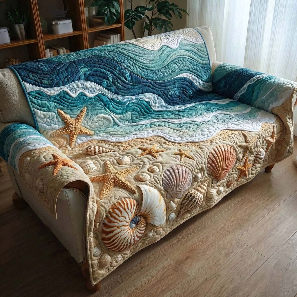 Seashells on the Sandy Shoreline Sofa Cover