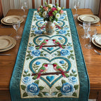 Hummingbirds with Blue Roses Table Runner