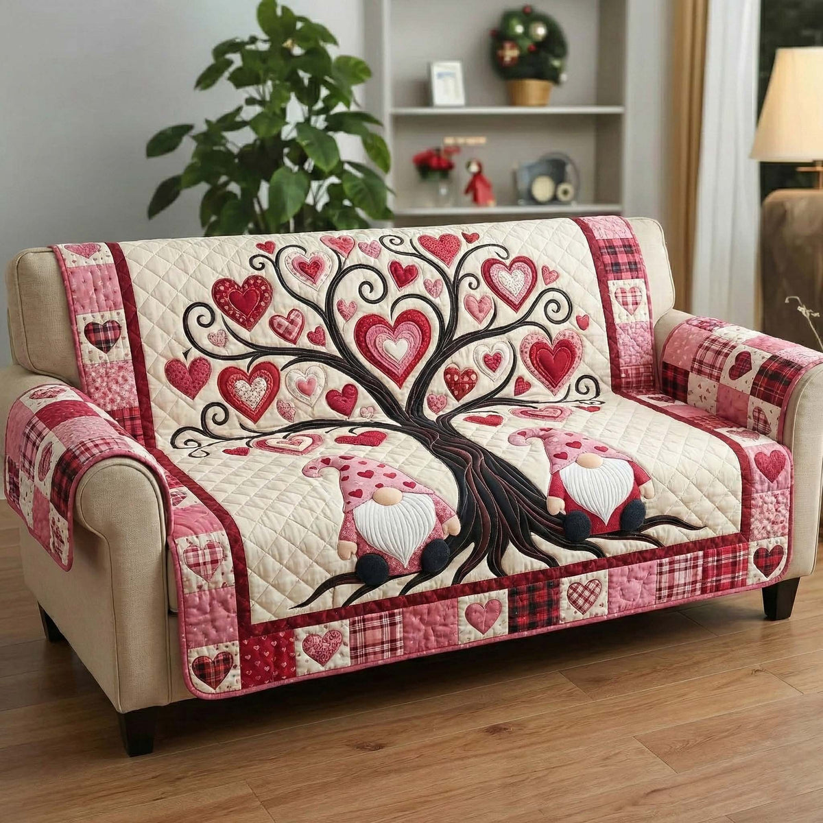 Tree of Life with Pink Hearts Sofa Cover