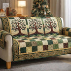 Tree of Life on Green Checkerboard Sofa Cover