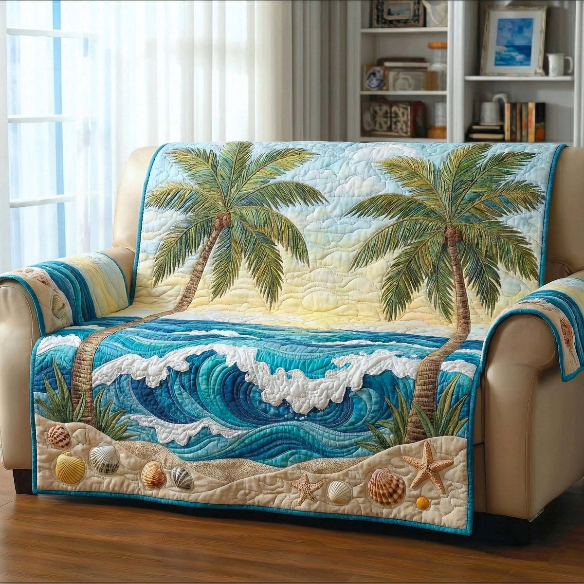 Palm Trees Beside the Rolling Wave Sofa Cover