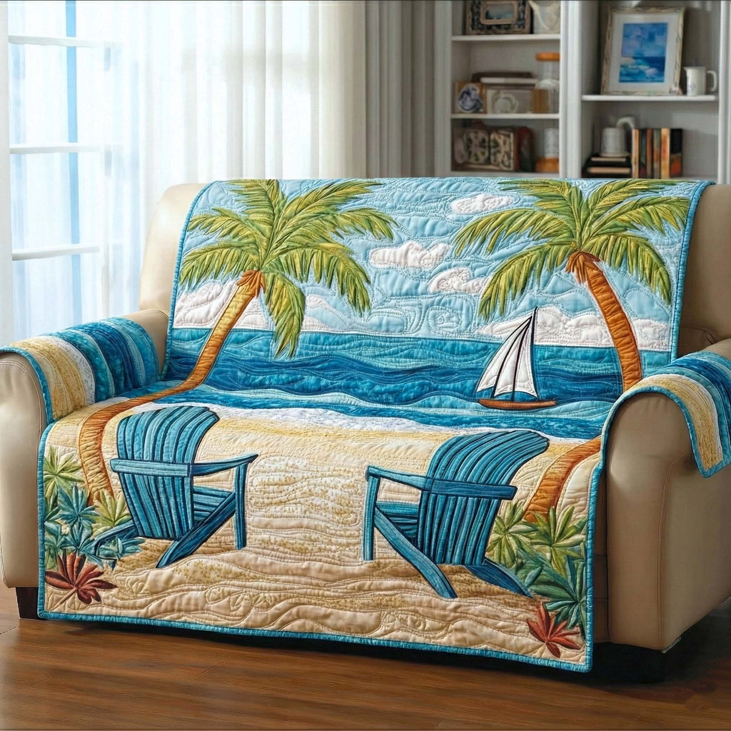 Beach Chairs Under the Palms Sofa Cover