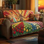 Tulip Field with a Windmill Sofa Cover