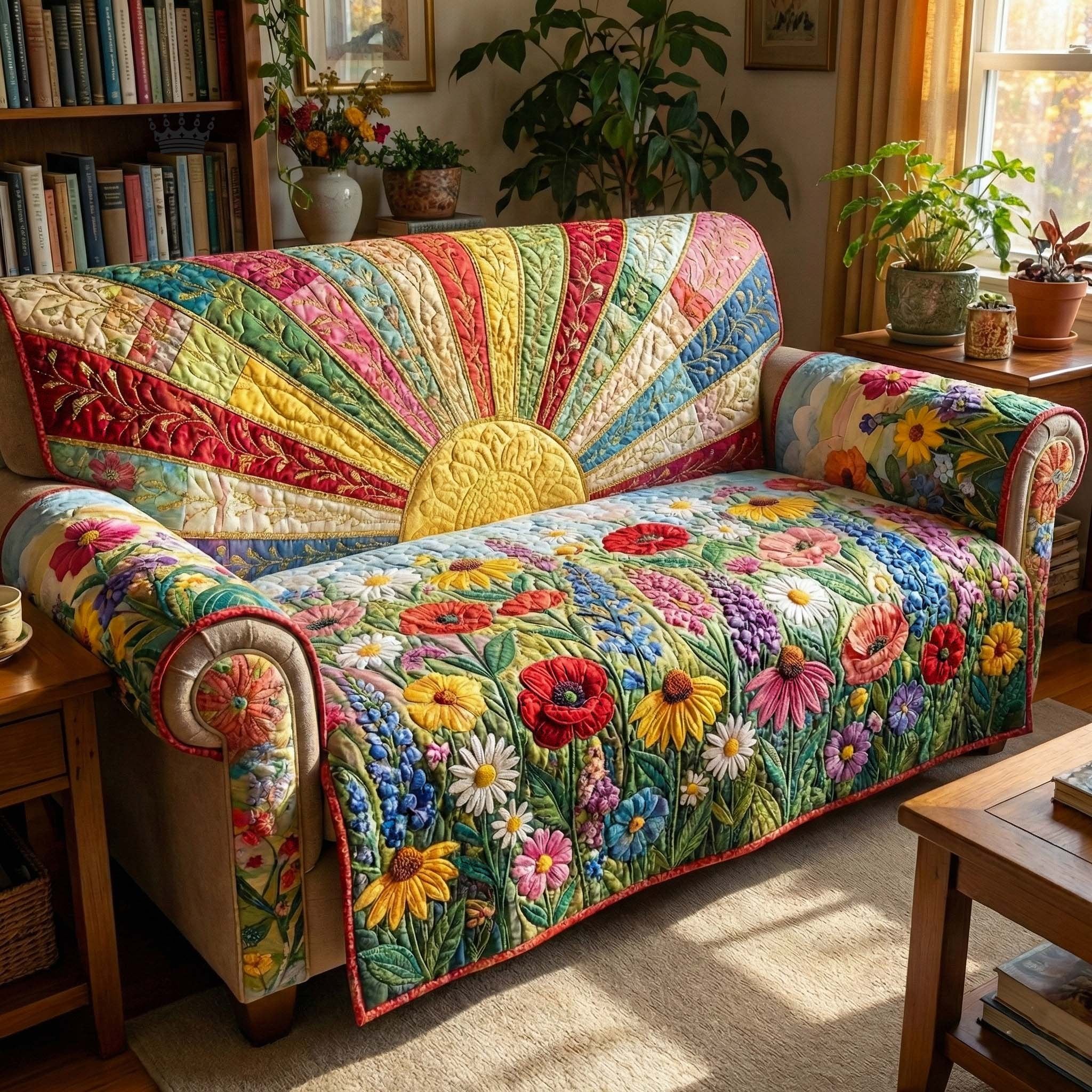 Wildflowers Under the Golden Sun Sofa Cover