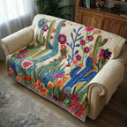 Cactus and Blossoms on Cream Sofa Cover