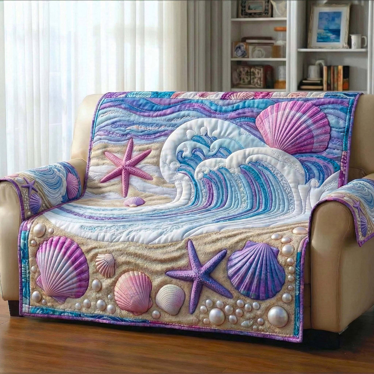 Seashells Beneath a Cresting Wave Sofa Cover