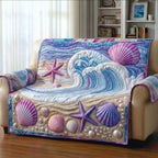Seashells Beneath a Cresting Wave Sofa Cover