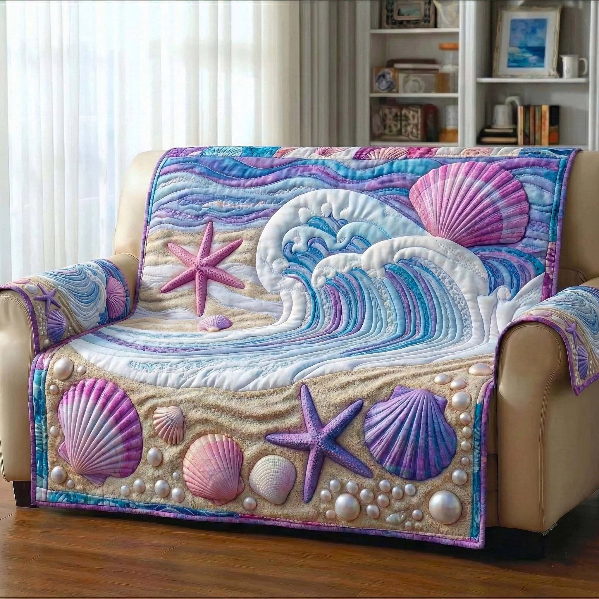 Seashells Beneath a Cresting Wave Sofa Cover