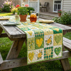 Hearts in Green and Yellow Blocks Table Runner