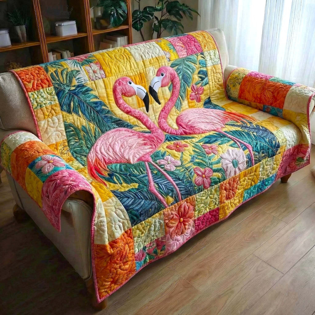 Flamingos in the Colourful Jungle Sofa Cover