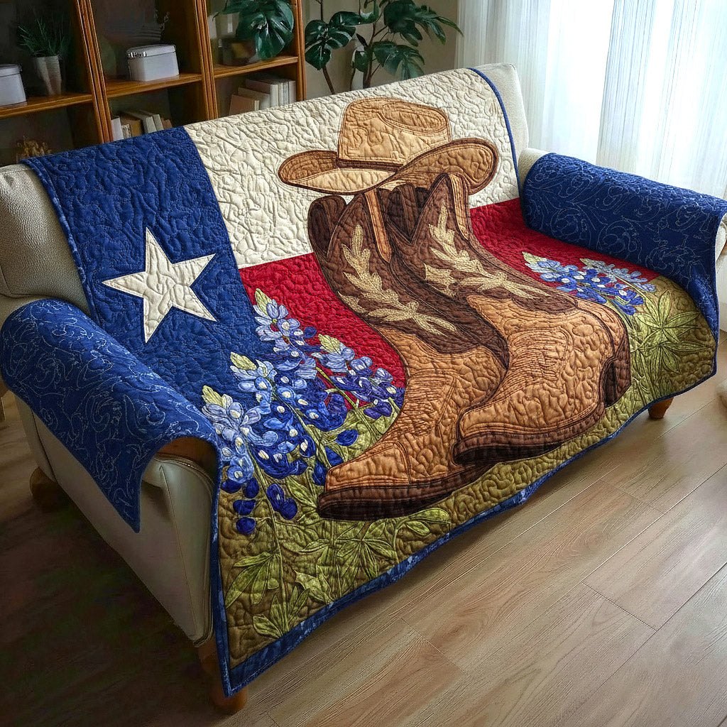 Boots on the Lone Star Field Sofa Cover