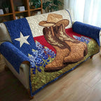 Boots on the Lone Star Field Sofa Cover