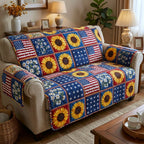 Flag Patchwork with Sunflowers Sofa Cover