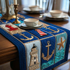 Anchors and Lighthouse on Blue Table Runner