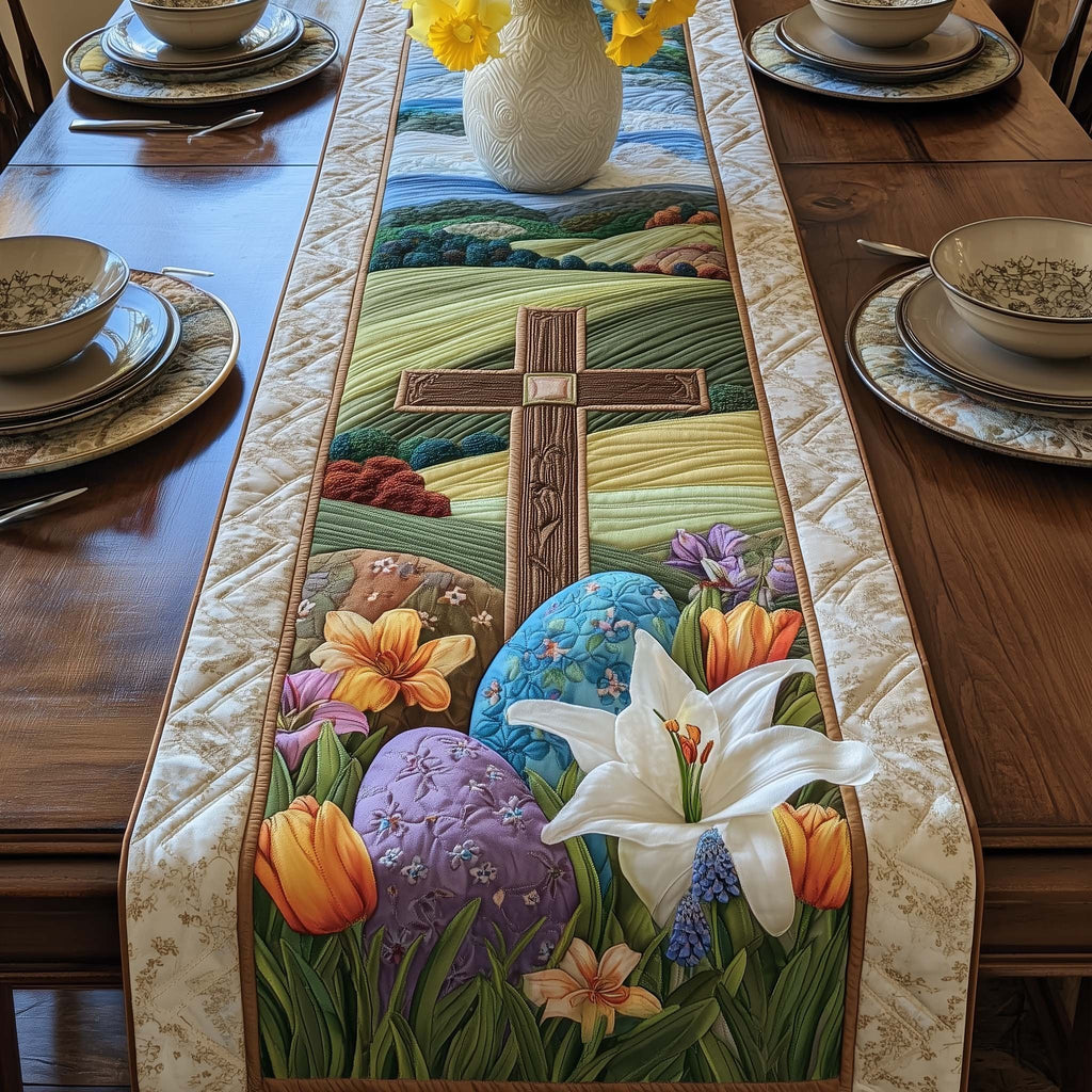 Cross Among Tulips and Lilies Table Runner