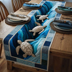 Turtles on Deep Blue Waves Table Runner