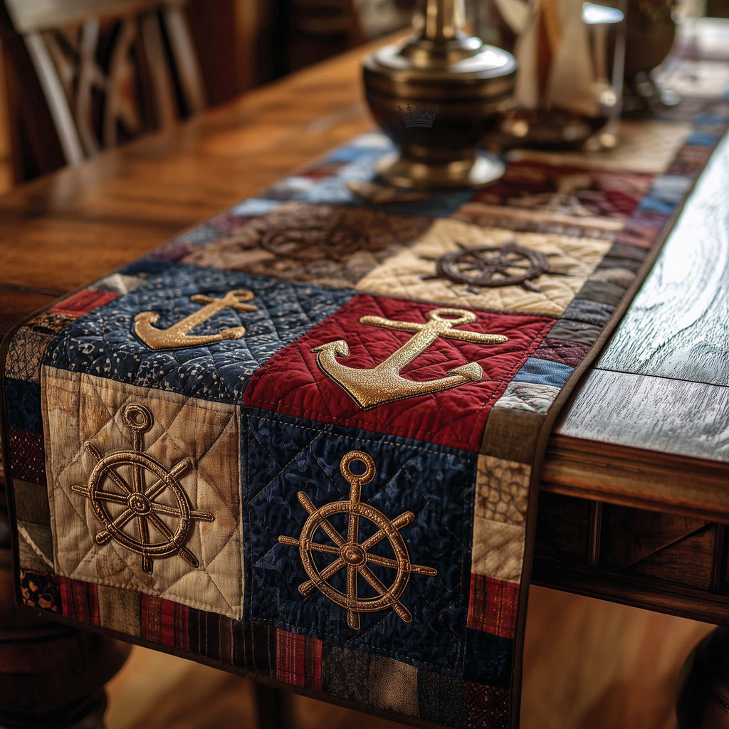 Anchors and Ship Wheels Blocks Table Runner