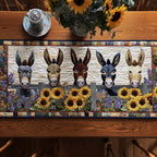 Donkeys and Sunflowers at the Fence Table Runner