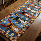 Donkeys in Hats with Daisies Table Runner