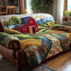 Red Barn Beyond the Stone Wall Sofa Cover
