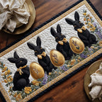 Black Rabbits with Golden Eggs Table Runner