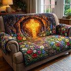 Glowing Cross in the Stone Cave Sofa Cover