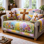 Cross Above the Wildflower Meadow Sofa Cover