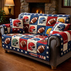 Helmets and Footballs with Stars Sofa Cover