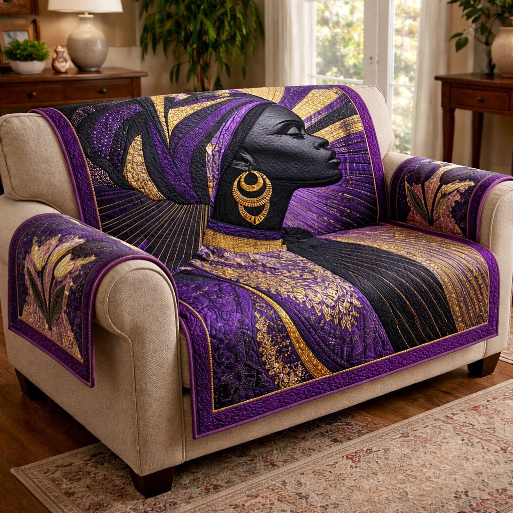 Golden Pharaoh Profile on Purple Sofa Cover