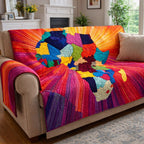 Africa Map on Bright Abstract Patches Sofa Cover