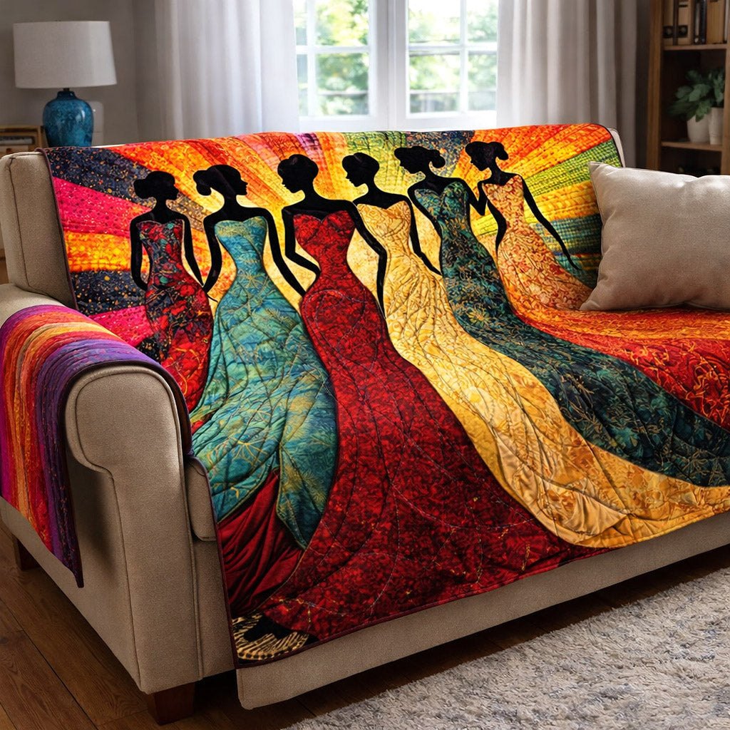 Silhouetted Women in Flowing Gowns Sofa Cover