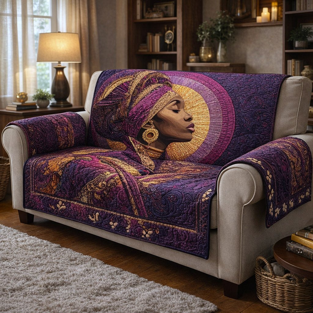 Woman in Turban Under the Purple Moon Sofa Cover