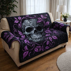 Skull Among Purple Leaves Sofa Cover
