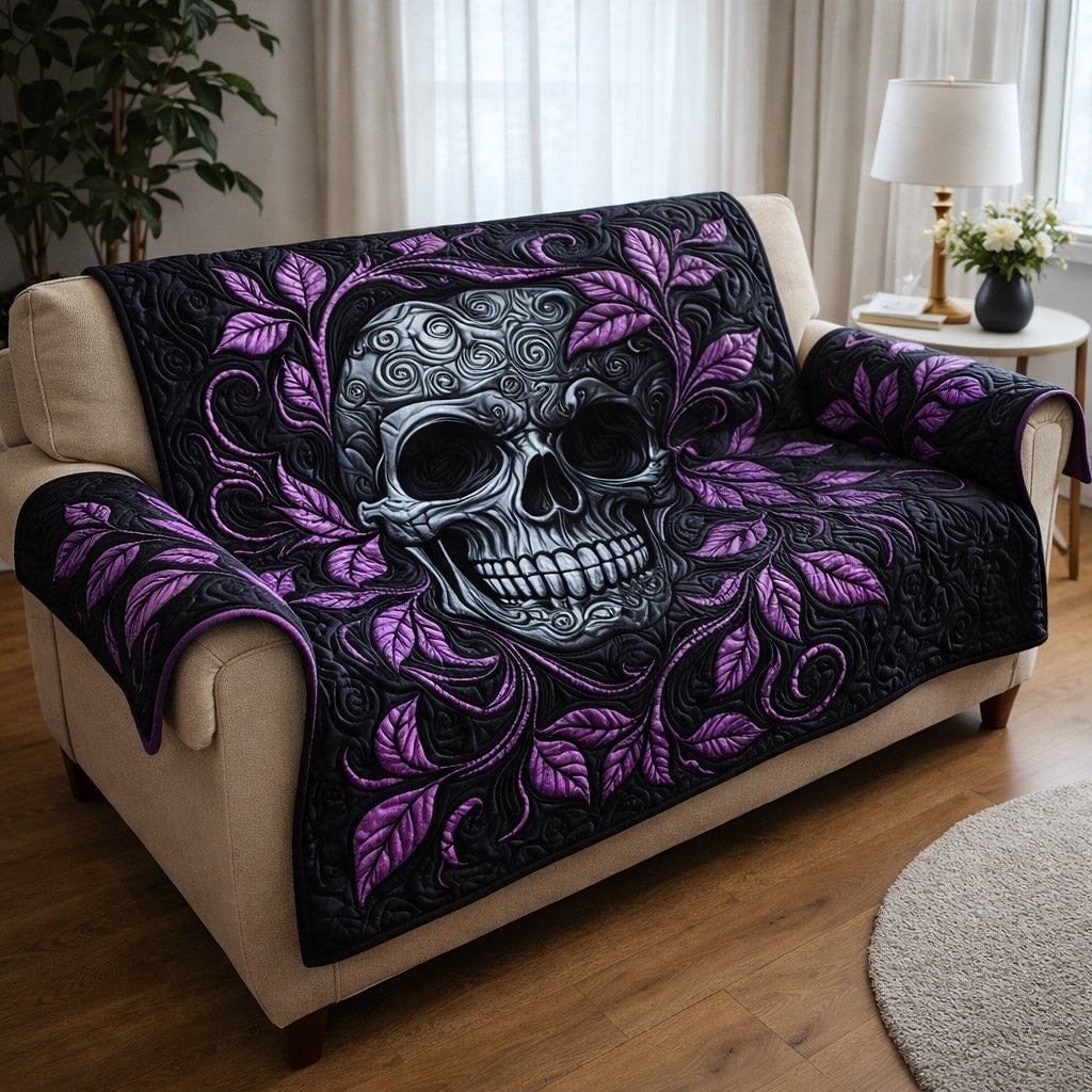 Skull Among Purple Leaves Sofa Cover