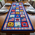 Patriotic Flag and Star Blocks Table Runner
