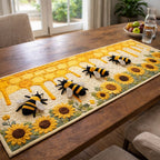 Bees on Honeycomb with Sunflowers Table Runner