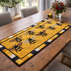 Bees on a Golden Honeycomb Panel Table Runner