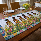Women Silhouettes in a Flower Garden Table Runner