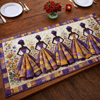 Women in Purple and Gold Gowns Table Runner