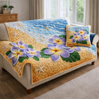Plumeria on the Golden Sand Sofa Cover