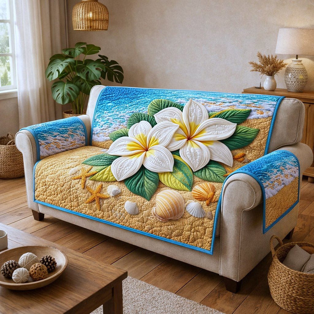 Plumeria on the Sunlit Shore Sofa Cover