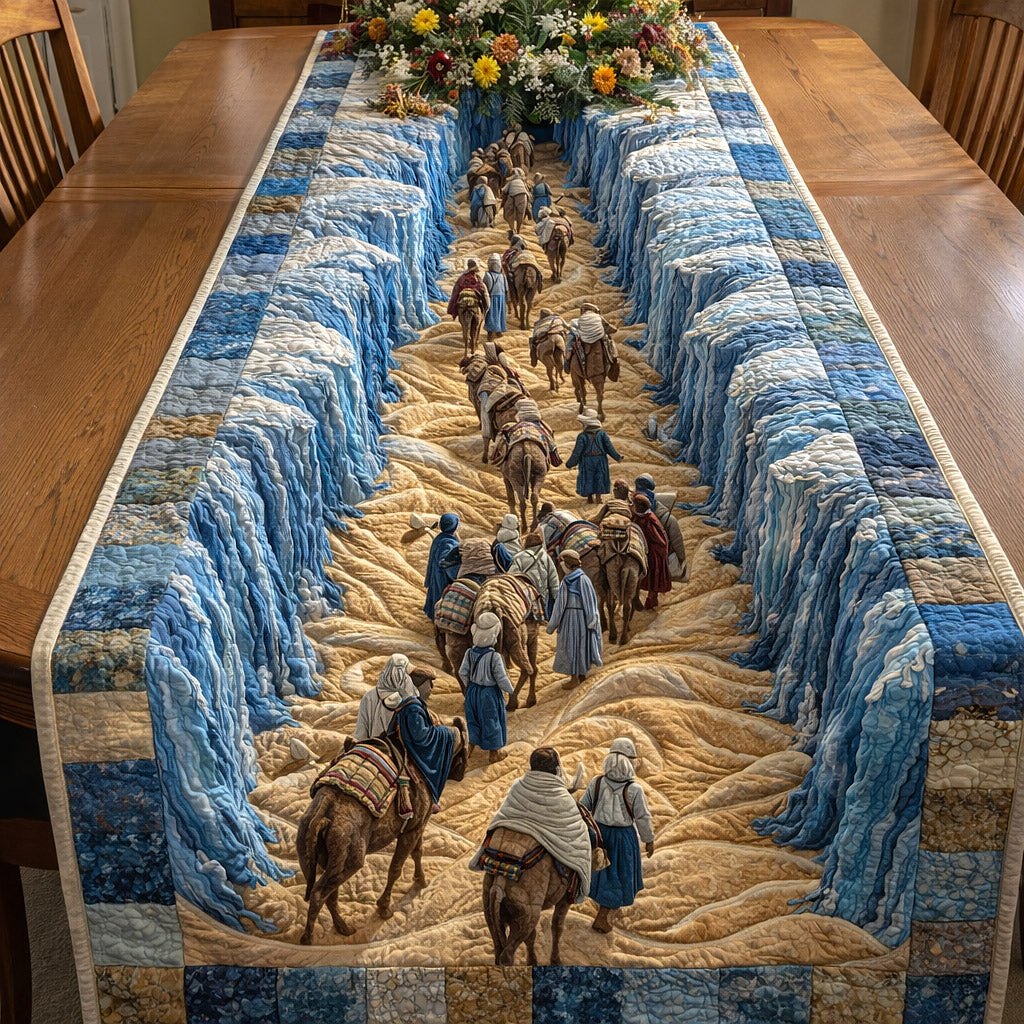 Camels Between Deep Blue Waves Table Runner