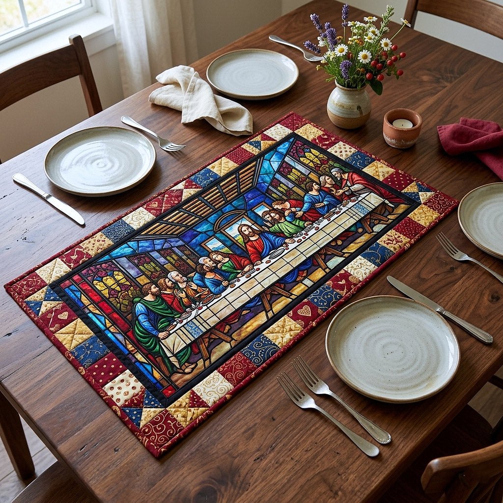 Last Supper in Stained Glass Table Runner