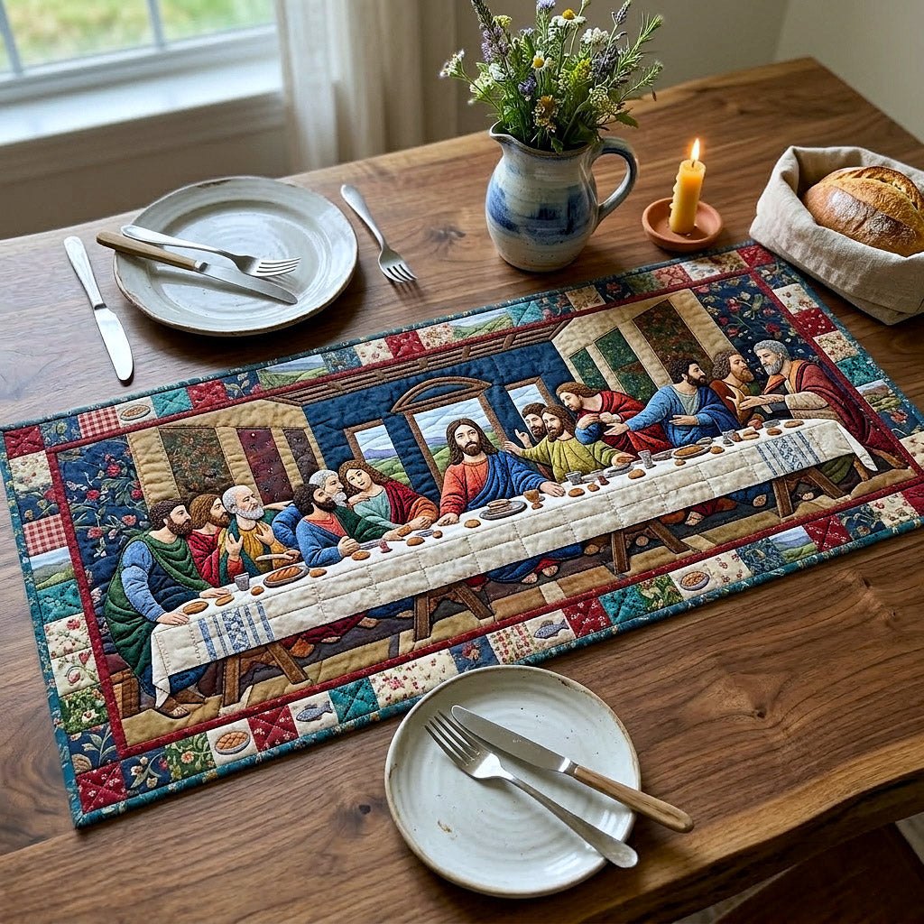 Last Supper with Patchwork Border Table Runner