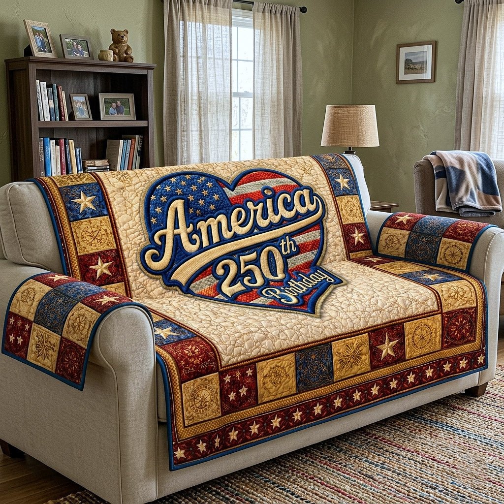 America 250th on Red and Blue Sofa Cover