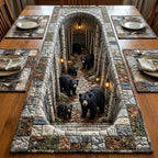 Bears in a Stone Corridor Table Runner