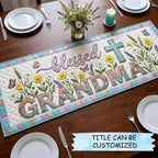 Blessed Grandma with Cross and Flowers Table Runner